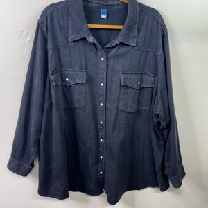 Old Navy Navy Blue Casual Button-Down Shirt with Chest Pockets